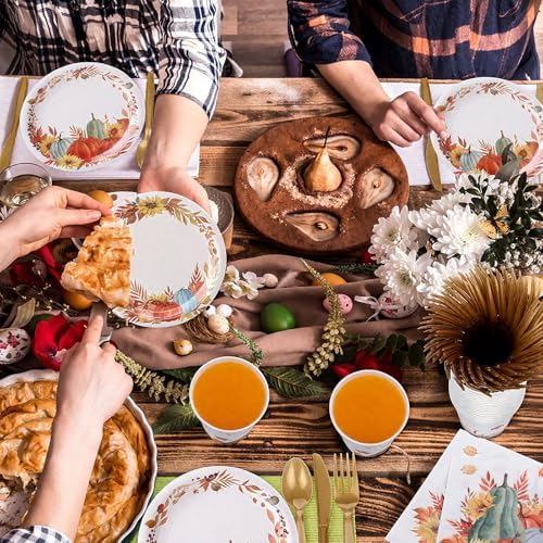 350pcs Thanksgiving Fall Dinnerware Paper Plate Napkins, Fall - Image 4