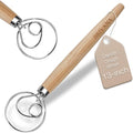 13-Inch Danish Dough Whisk, Wooden Handle with Stainless Steel Single Loop Dough Hook, Dough Whisk for Sourdough, Pizza, Cake Batter