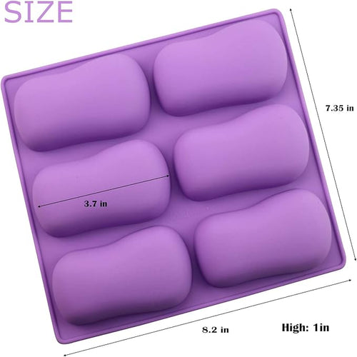 2 Pack Oval Silicone Soap Molds，6 Cavity Soap Molds for Soap Making Silicone Molds for Soap Bath Bombs Shower Steamer Lotion Bars