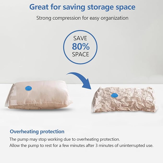 Electric Air Pump for Vacuum Storage Bags Space Saver Vacuum Storage Bag Pump for Compression Clothing, Portable Vacuum Pump