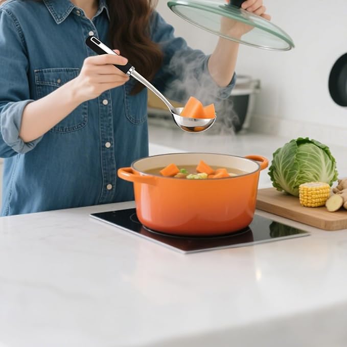 5 pcs Cooking Utensils Set,Stainless Steel Kitchen Utensils,Kitchen Tools Include Solid & Slotted Spatula,Soup Ladle,Egg Whisk,tongs,Skimmers