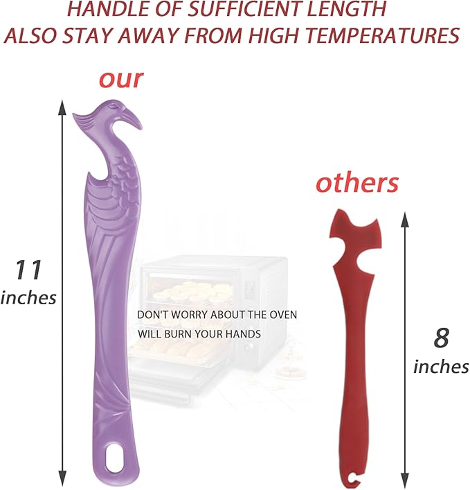 Oven Rack Push Pull Tool 2-Pack (11 Inch) - Longer Handle Suitable for Toaster Oven, air Fryer, Toaster (violet)