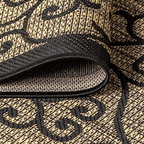 JONATHAN Y Vintage Filigree Indoor Outdoor Square Area Rug 4X4 Black/Khaki, Madrid Textured Weave for Backyard, Patio, Porch, Easy-Cleaning, High Traffic, Pet-Friendly, Non-Shedding (SMB107A-4SQ) - Image 5