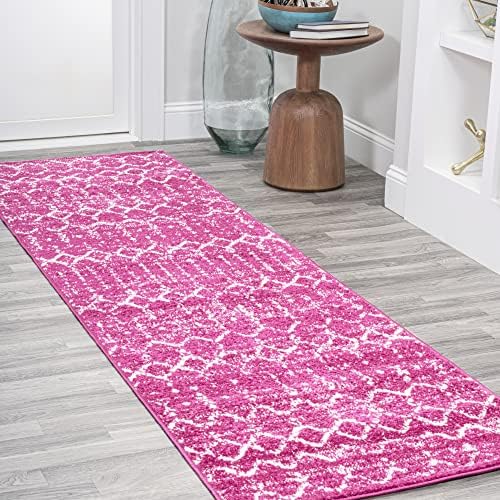 JONATHAN Y Boho Vintage Diamond Fuchsia/Ivory Runner Rug 2X8 ft, Moroccan Hype for Living Room, Bedroom, Kitchen, Office, Easy-Cleaning, High Traffic, Pet-Friendly, Non-Shedding (MOH101G-28) by JONATHANY
