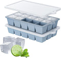 Silicone Ice Cube Tray 2 Pack, HANCELANT Ice Cube Mold, Ice Trays for Freezer with Lid for Whiskey, Baby Food, BPA Free, Easy Release