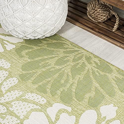 JONATHAN Y Floral Textured Weave Indoor Outdoor Round Area Rug 5 Ft Green/Cream, Zinnia Modern for Backyard, Patio, Porch, Easy-Cleaning, High Traffic, Pet-Friendly, Non-Shedding (SMB110H-5R) - Image 3