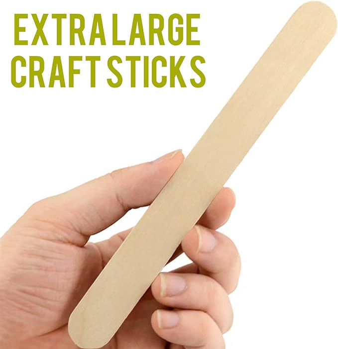 WISYOK 8'' Jumbo Craft Sticks - 90PCS Extra Large Natural Premium Wood, Ice Cream Sticks, Jumbo Sticks, Large Tongue Depressors, Plant Labels, Hair Removal and Waxing Supplies, Crafting