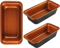 3-Pack 9x5 Loaf Pan for Baking Bread, Nonstick Bread Pan With Copper & Black Two-Tone Finish Perfect for Homemade Bread, Meatloaf, Pound Cake