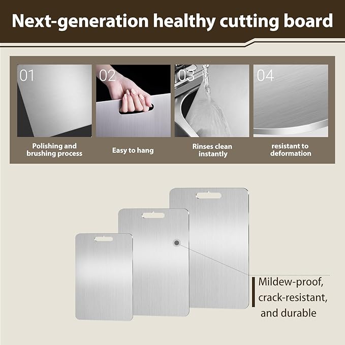 100% Pure Titanium Cutting Boards for Kitchen Suitable for restaurant and home food Meat &Vegetable &Pizza Can be Washed in a Dishwasher Safe Tabla Para Picar Para Cocina (14.2"Lx10"W)