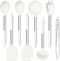 TeamFar Kitchen Utensils, 8PCS Cooking Silicone Utensils Kitchen Tool Kit with Stainless Steel Handle, for Nonstick Cookware Cooking Stirring Turning, Food Grade & Heat Resistant, Dishwasher Safe