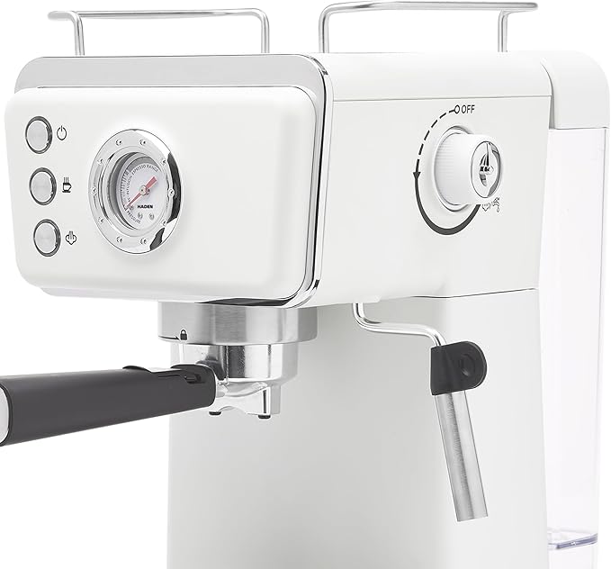 HADEN Barista Brew Espresso Coffee Machine, Stainless Steel Espresso Maker with Milk Frother and Steamer Function and 1.5L Water Tank, Ivory & Copper