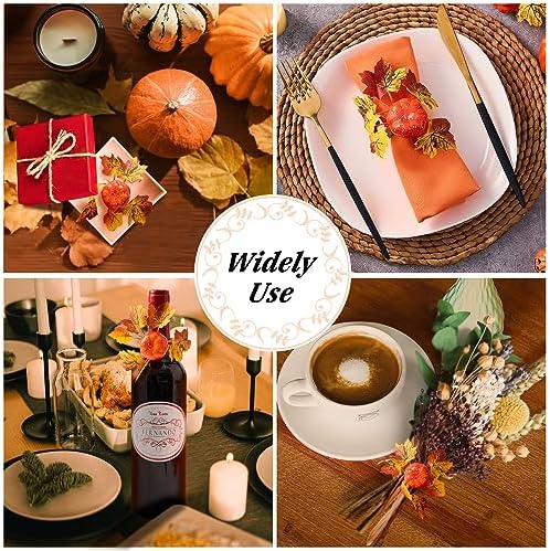 Fall Thanksgiving Decorations Set of 16, Fall Cloth Napkins & Napkin Rings - Image 6