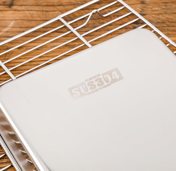 Little Serving Trays Stainless Steel 304 in Bulk Small Cookie Baking Sheet Pans 10.4 x8.1 x1.1Inch (Diagonal 12.3) Reheat Food Small Items No Rust Dishwasher Safe Bakeware for 2 Person 12 Pack