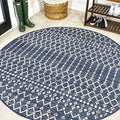 JONATHAN Y Moroccan Geometric Indoor Outdoor Round Area Rug 3 Ft Navy/Beige, Ourika Textured Weave for Backyard, Patio, Porch, Easy-Cleaning, High Traffic, Pet-Friendly, Non-Shedding (SMB108K-3R) by JONATHANY