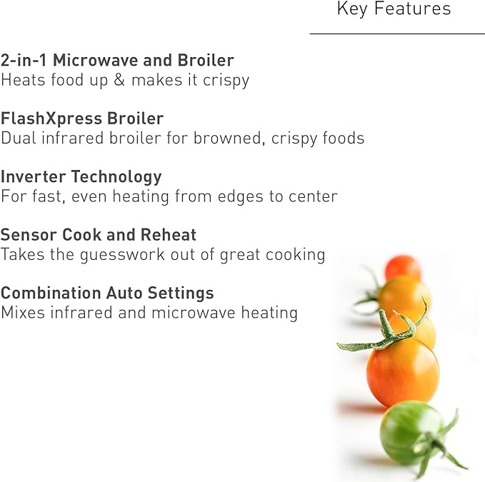 Panasonic 2-in-1 Microwave Oven with FlashXpress Broiler, Inverter Technology for Even Cooking and Smart Genius Sensor, 1000W, 1.2 cu.ft. Countertop - NN-GN68KS (Stainless Steel / Silver)