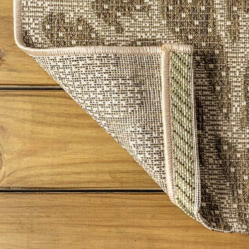 JONATHAN Y Floral Textured Weave Indoor Outdoor Octagon Area Rug 5 Ft Sage/Brown, Zinnia Modern for Backyard, Patio, Porch, Easy-Cleaning, High Traffic, Pet-Friendly, Non-Shedding (SMB110A-5TGN) - Image 5