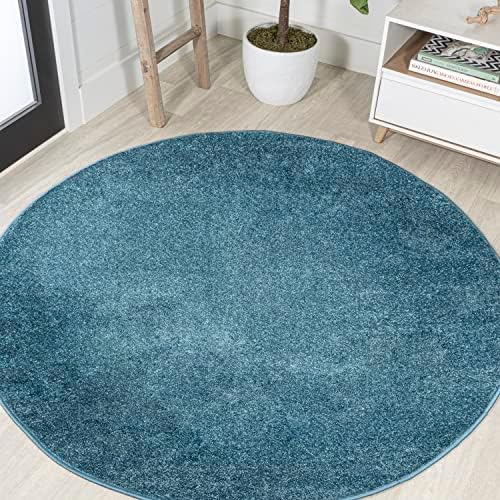 JONATHAN Y Haze Solid Low-Pile Turquoise 5' Round Indoor Area Rug, Coastal,Bohemian,Minimalist,Classic, Easy-Cleaning for Living Room,Bedroom,Kitchen,Pet Friendly,Non-Shedding (SEU100H-5R) by JONATHANY