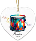 Personalized Drum Xmas Ceramic Ornaments Gifts for Band Music, Drummer Ornament Keepsake 2025, Customized Name & Year Drum Instrument Lovers Ceramic Ornaments, Drumming Player Christmas Ornament Tree