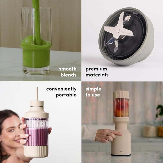Beast Mighty 850 Plus | Premium Compact Personal Blender | Smoothies, Shakes, Dressings, Sauces | Blends Ice and Frozen Fruit | New XL Vessel | Extra Vessels, Lids and Straws | 850W (Lilac)