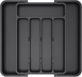Lifewit Silverware Drawer Organizer, Expandable Utensil Tray for Kitchen, BPA Free Flatware and Cutlery Holder, Adjustable Plastic Storage for Spoons Forks Knives, 8.5"-14.1" x 12.1", Black