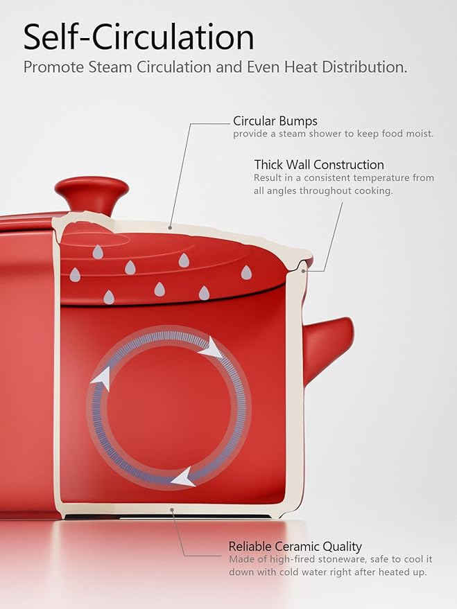 LE TAUCI 3 Quart Ceramic Dutch Oven - Lightweight, Non-Toxic, No Seasoning Needed- Oven, Microwave & Dishwasher Safe, Dutch Oven Pot with Lid for Sourdough, Soup & Stew, Chili Red