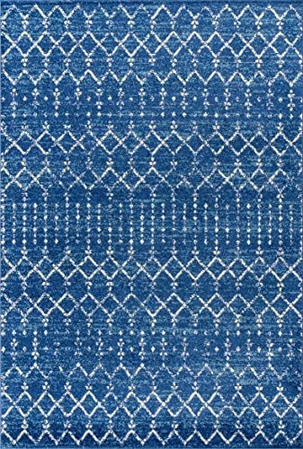 JONATHAN Y Boho Vintage Diamond Blue/White Indoor Area Rug 8X10 ft, Moroccan Hype for Living Room, Bedroom, Kitchen, Office, Easy-Cleaning, High Traffic, Pet-Friendly, Non-Shedding (MOH101A-8) - Image 2