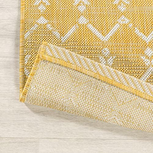 JONATHAN Y Moroccan Geometric Indoor Outdoor Area Rug 4X6 Yellow/Cream, Ourika Textured Weave for Backyard, Patio, Porch, Easy-Cleaning, High Traffic, Pet-Friendly, Non-Shedding (SMB108G-4) - Image 5