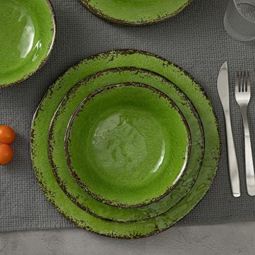 LEHAHA Modern Rustic Melamine Dinnerware Sets, 12-Piece Camping Dishes Set - Image 4