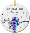 Customized Microphone Recording Ceramic Ornament, Personalized Year Text Name Microphone Lover Ornaments Gift for Women Men Inger Vocalist Musical, Unique Vocals Microphone Ceramic Xmas Ornament 2025