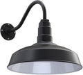 Steel Lighting Co. Gardena Barn Light | Outdoor Wall Mounted | 16" Dome | 16" Gooseneck | Farmhouse Light Made in America | Matte Black Exterior/White Interior