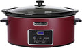 HOMECOOKIN 7 Quart Programmable Slow Cooker, Kitchen Appliances, Perfect Kitchen Small Appliance for Family Dinners, Red Stainless Steel