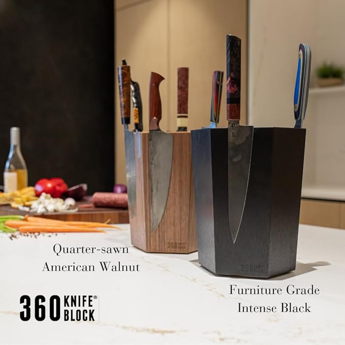 360KnifeBlock® - The 360KB™ (bamboo) ROTATING Magnetic Knife Block 10" tall SeriousEats/Food&Wine BEST Universal Knife Block - handmade in Washington
