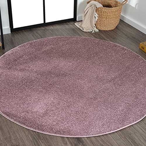 JONATHAN Y Haze Solid Low-Pile Light Purple 8' Round Indoor Area Rug, Coastal,Bohemian,Minimalist,Classic, Easy-Cleaning for Living Room,Bedroom,Kitchen,Pet Friendly,Non-Shedding (SEU100R-8R) by JONATHANY