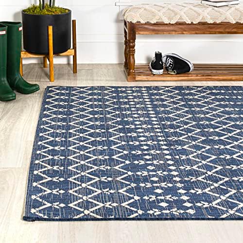 JONATHAN Y Moroccan Geometric Indoor Outdoor Area Rug 6X9 Navy/Beige, Ourika Textured Weave for Backyard, Patio, Porch, Easy-Cleaning, High Traffic, Pet-Friendly, Non-Shedding (SMB108K-6) - Image 3