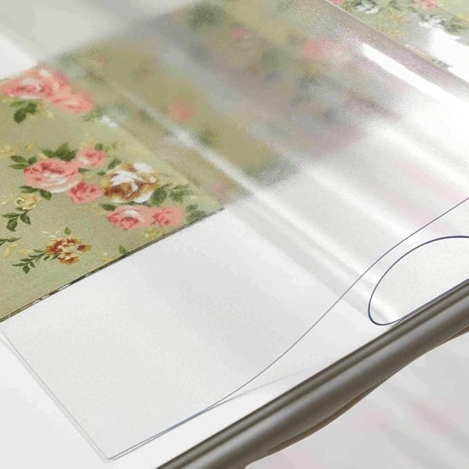NECAUX Custom Multi-Size 1.5mm Thick Frosted PVC Table Cover Protector - 32 x 48 Inch Water Resistant Plastic Rectangular Vinyl Non-Slip Desk Pad for Coffee Table/Writing Desk