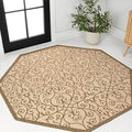 JONATHAN Y Vintage Filigree Indoor Outdoor Octagon Area Rug 5 Ft Beige/Brown, Madrid Textured Weave for Backyard, Patio, Porch, Easy-Cleaning, High Traffic, Pet-Friendly, Non-Shedding (SMB107B-5TGN) by JONATHANY