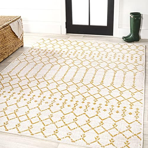 JONATHAN Y Moroccan Geometric Indoor Outdoor Area Rug 9X12 Cream/Yellow, Ourika Textured Weave for Backyard, Patio, Porch, Easy-Cleaning, High Traffic, Pet-Friendly, Non-Shedding (SMB108J-9) - Image 4