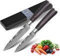Paring Knife Set, 3.5'' Fruit Knife and 5'' Utility Knife, Sharp High Carbon Stainless Steel Small Kitchen Knives, Forged Peeling and Vegetable Cutting Knives with Gift Box