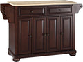 Crosley Furniture Alexandria Wood Top Rolling Kitchen Island Storage Cart, Microwave Stand, Spice Rack, Mahogany