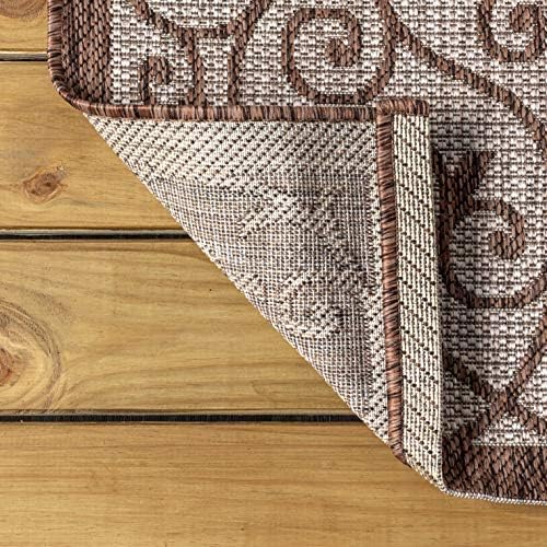 JONATHAN Y Vintage Filigree Indoor Outdoor Area Rug 5X8 Taupe/Espresso, Madrid Textured Weave for Backyard, Patio, Porch, Easy-Cleaning, High Traffic, Pet-Friendly, Non-Shedding (SMB107C-5) - Image 5