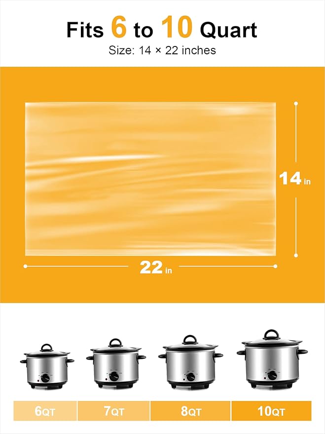 SMARTAKE Slow Cooker Liners, Extra Large Size 14"x 22" Disposable Cooking Bags, Fit 6QT to 10QT for Slow Cooker, Cooking Trays, Suitable for Oval & Round Pots, 15 Liners