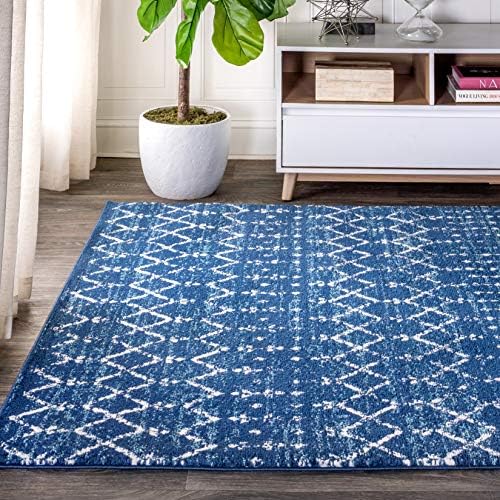 JONATHAN Y Boho Vintage Diamond Blue/White Indoor Area Rug 3X5 ft, Moroccan Hype for Living Room, Bedroom, Kitchen, Office, Easy-Cleaning, High Traffic, Pet-Friendly, Non-Shedding (MOH101A-3) - Image 4