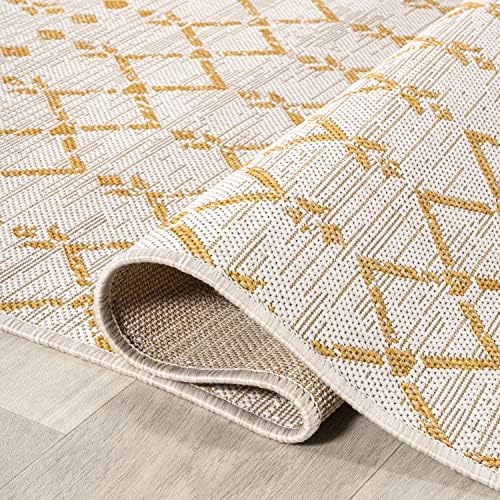 JONATHAN Y Moroccan Geometric Indoor Outdoor Area Rug 8X10 Cream/Yellow, Ourika Textured Weave for Backyard, Patio, Porch, Easy-Cleaning, High Traffic, Pet-Friendly, Non-Shedding (SMB108J-8) - Image 6