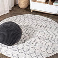 JONATHAN Y Boho Vintage Diamond Cream/Gray Round Area Rug 7 ft, Moroccan Hype for Living Room, Bedroom, Kitchen, Office, Easy-Cleaning, High Traffic, Pet-Friendly, Non-Shedding (MOH101B-7R) by JONATHANY