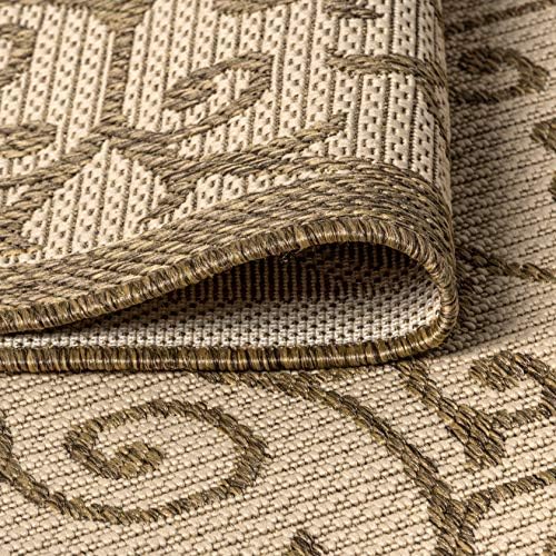 JONATHAN Y Vintage Filigree Indoor Outdoor Area Rug 4X6 Beige/Brown, Madrid Textured Weave for Backyard, Patio, Porch, Easy-Cleaning, High Traffic, Pet-Friendly, Non-Shedding (SMB107B-4) - Image 6