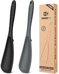 Pack of 2 Cooking Spoons for Non Stick Cookware, Multifunction Spatula Spoon BPA-Free, One-Piece Design, Suitable for Scooping, Scraping, Serving and Mixing(BLACK-GRAY)