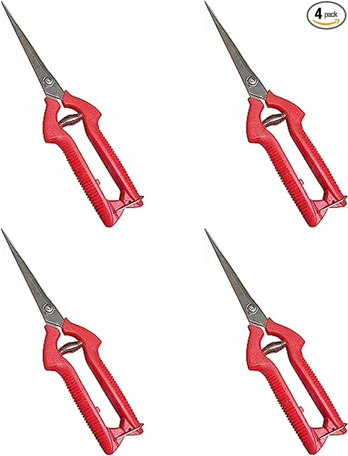 Garden Guru Extra Long Stainless Steel Pruner Pruning Shears Clippers Snips Sharp Bonsai Cutter Trimming Scissors Straight Blade Garden Scissors Tool Great for Roses Flowers Herbs Fruits (4 Pack)