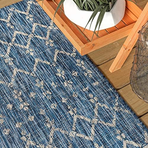 JONATHAN Y Moroccan Geometric Indoor Outdoor Square Area Rug 3X3 Navy/Light Gray, Ourika Textured Weave for Backyard, Patio, Porch, Easy-Cleaning, High Traffic, Pet-Friendly, Non-Shedding SMB108B-3SQ - Image 4