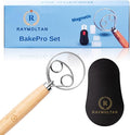 Premium Stainless Steel Danish Dough Whisk & Magnetic Bread Scoring Lame with 5 Blades – Professional Sourdough Baking Tools Kit for Mixing, Cutting & Decorating Bread