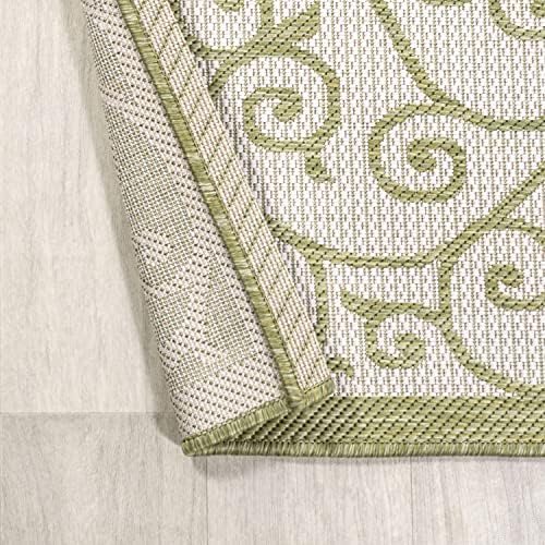 JONATHAN Y Vintage Filigree Indoor Outdoor Area Rug 4X6 Green/Cream, Madrid Textured Weave for Backyard, Patio, Porch, Easy-Cleaning, High Traffic, Pet-Friendly, Non-Shedding (SMB107H-4) - Image 5
